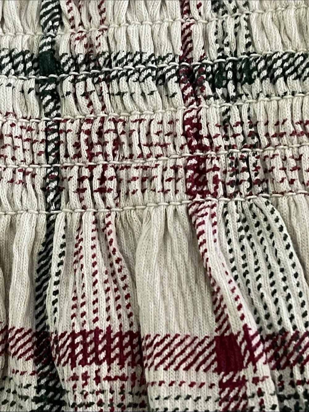 Modern Moments  Plaid Long-Sleeve Baby Romper - Cream & burgundy SZ 12M